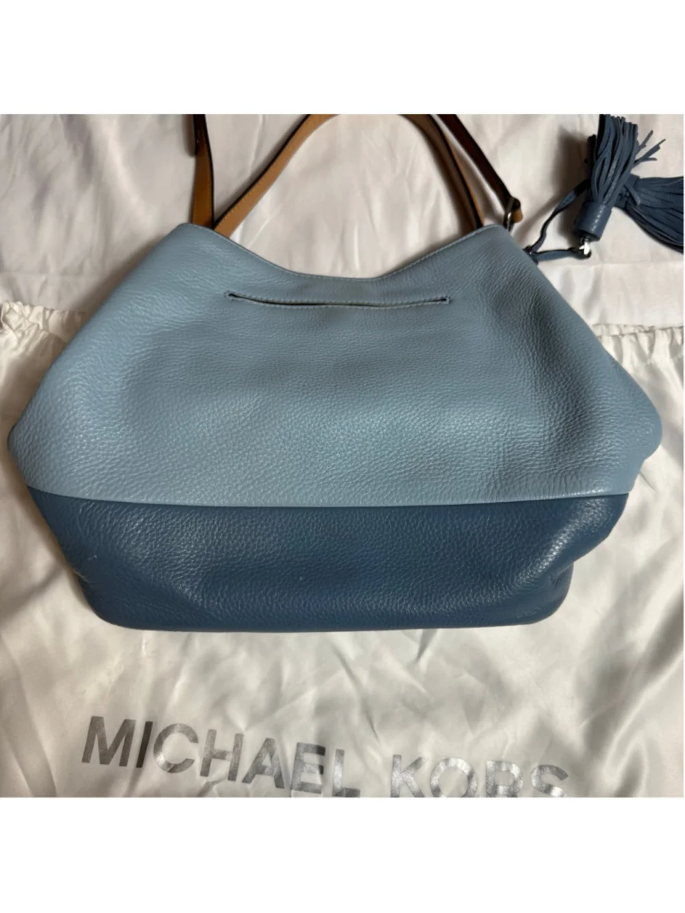 Women's Michael Kors Hobo Bag Two Tone Blue Pebble Leather